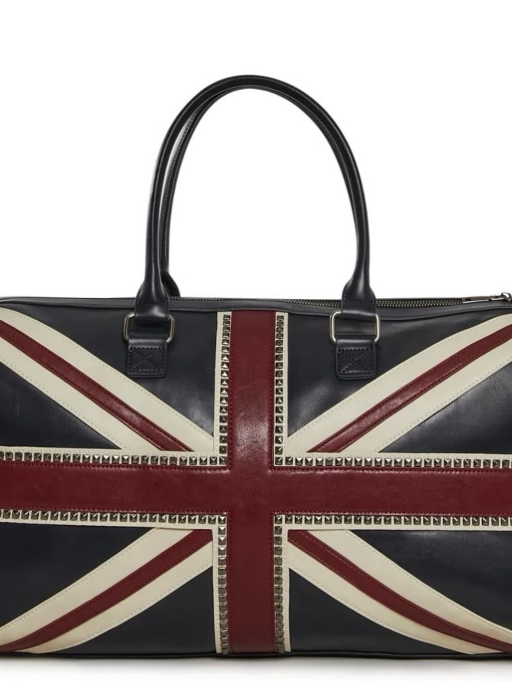 Black, Red & Cream Union Jack Leather Weekender Bag